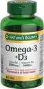 Натуральна Bounty Omega-3 + D3 Рибна олія 1200мг / Вітамін D3 1000IU 90 м'якихгель