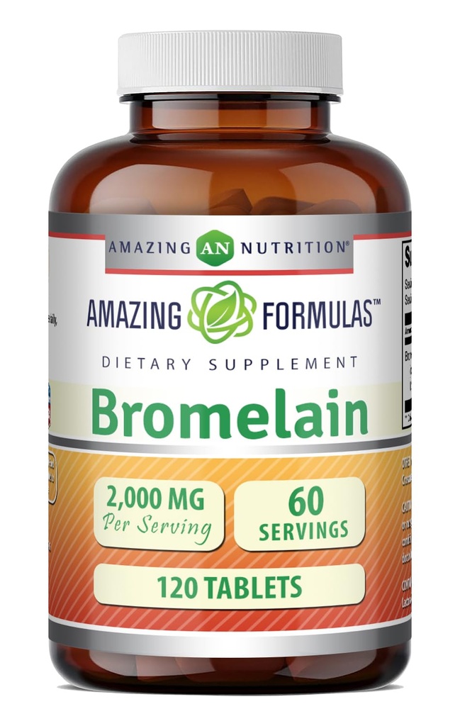 Amazing Formulas Bromelain 2000 Mg per Serving | Tablets Supplement | Non-GMO | Gluten-Free | Made in USA (1 Pack, 120 Count)