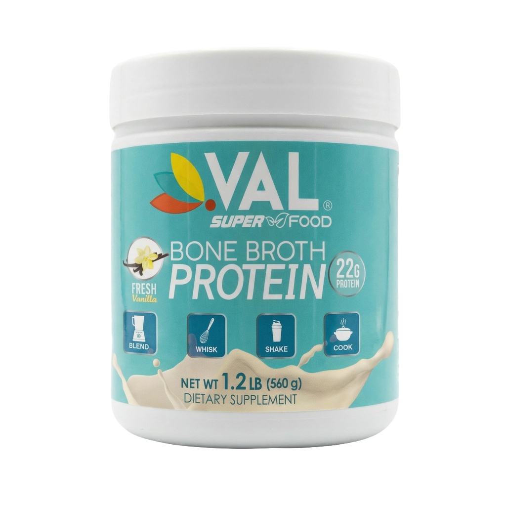 VAL Bone Broth Protein Powder – 22g Protein, 12g Collagen, MCT & Pea Protein – Gut, Skin & Joint Support – Paleo Friendly, Gluten Free – Chicken Flavor, 16 Servings