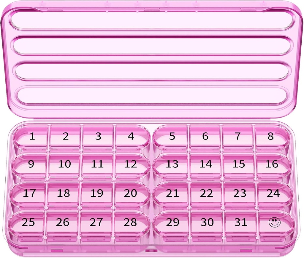 Zoksi aylıq Pill Organizer 1 Gün, 30 Gün Pill Box Organizer, Travel üçün bir aylıq Pill Case, Vitaminlər üçün 31 gün Daily Medcine Konteyner (Purple)