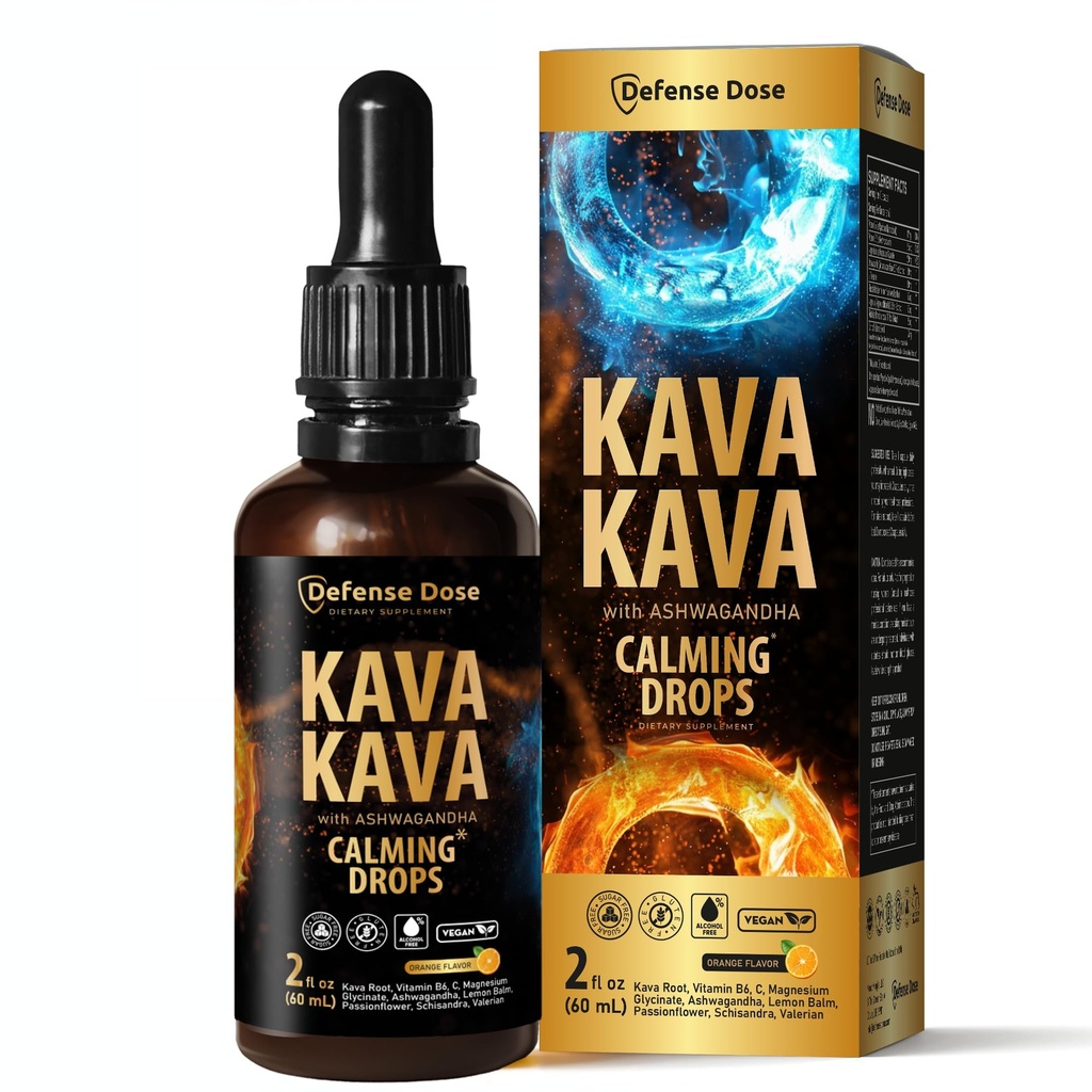 Kava Kava Ashwagandha Extract Liquid Drops - Soothing Adaptogen Tincture Supplement with Valerian Root Passionflower Lemon Balm for Mood Sleep Stress Support