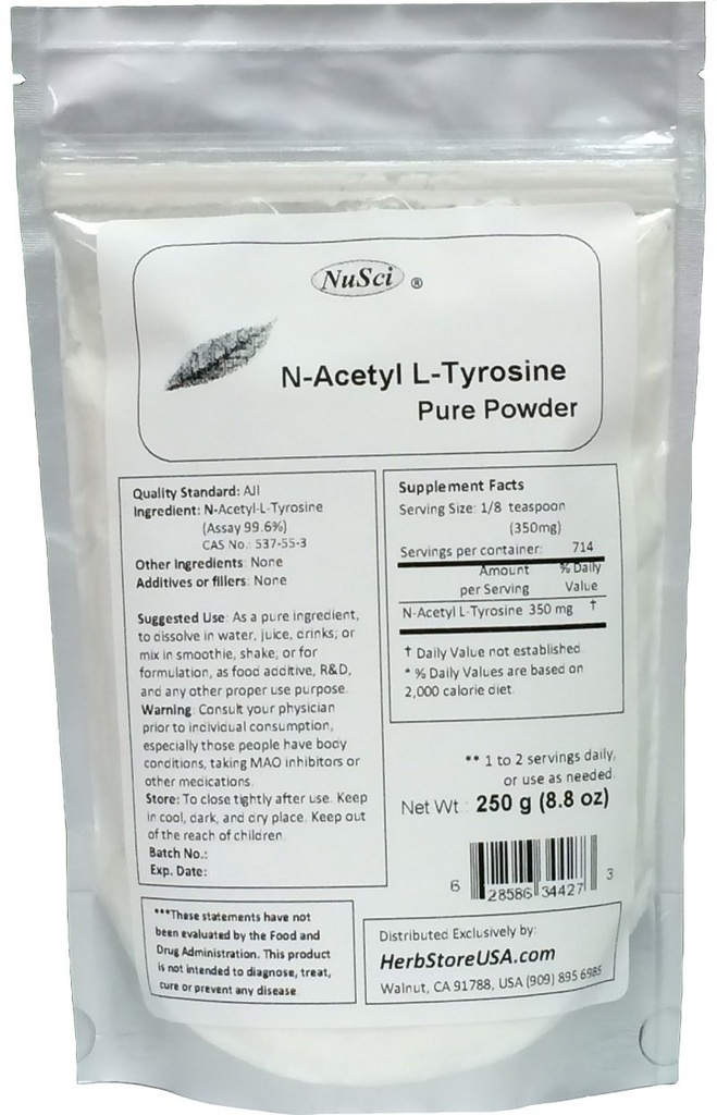 N-Acetyl L-Tyrosine 250g (8.8 oz) Pure Powder AJI Quality Better Bioavailability Energy Ingredient