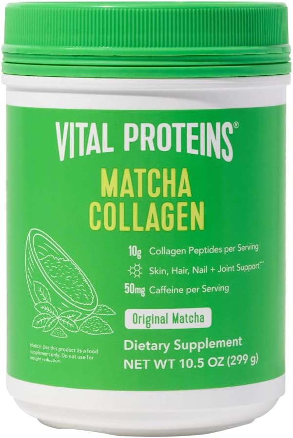 Vital Proteins Matcha 교원질 펩티드 분말 보충교재, Matcha 녹차 분말, 10.5 oz, 본래 맛을 낸