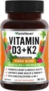 FarmHaven Vitamin D3 K2 Capsules - 5000 IU D3 dan 100 mcg K2 - Cholecalferol MK7 dengan Veggie Fruit Blend - Vitamin D K2 Suplemen Immune System & Heart Health - Vegetarian, Non-GMO, 90 Caps