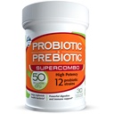 50 Billion CFU Prebiotic and Probiotic Supplement for Women and Men, 12 Strains for Daily Immune Support and Digestive Health, 30 Veggie Capsules, Non Refrigerated High Potency Probiotics