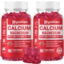 Calcium Gummies + Magnesium & Zinc with Vitamin D3 & K2, High Absorption Calcium Supplement for Bone, Teeth & Immune Support, Non GMO, Vegan, 120 Count
