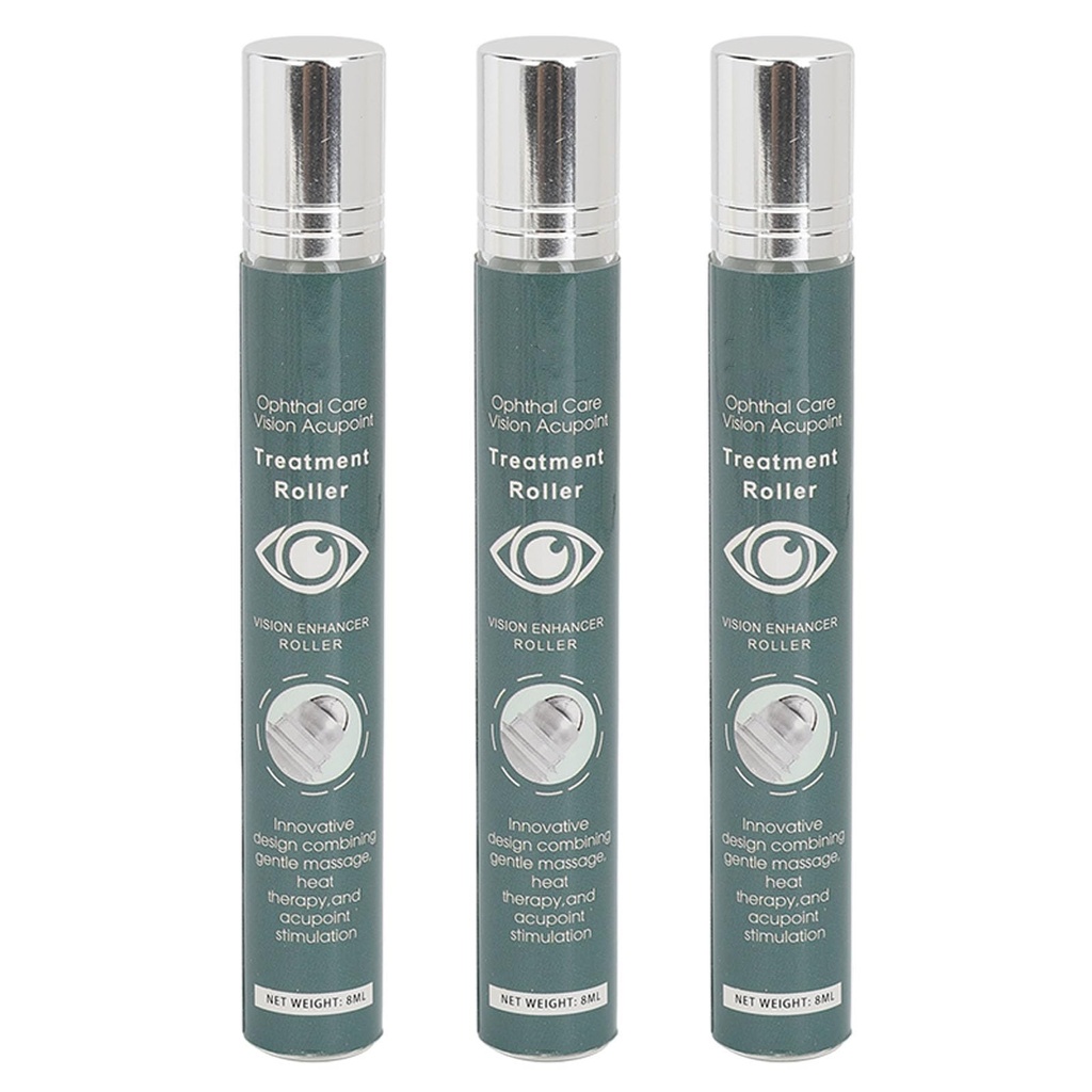 Vision Enhance Massage Roller 8ml - Reduce Dryness & Fatigue, Improve & Health, 3pcs Pack for Effective Eye Care & Nearsightedness Prevention