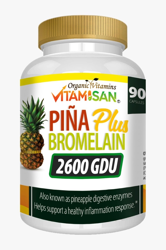 VITAMISAN Bromelain Supplement Enzymes from Fresh Pineapple Non GMO 90 Capsules