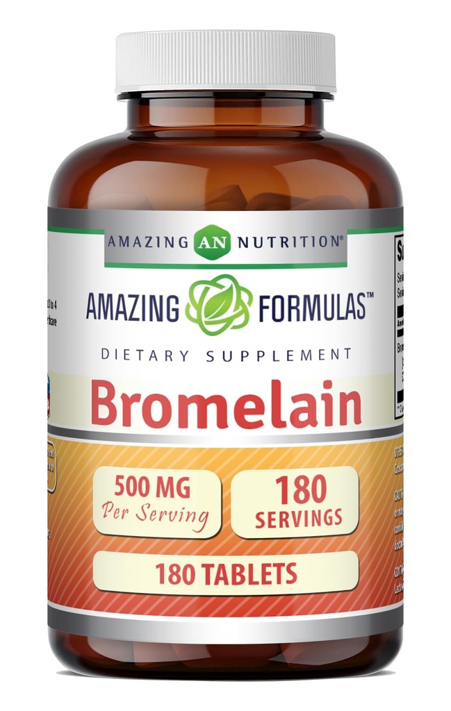 Amazing Formulas Bromelain 500 Mg | Tablets Supplement | Non-GMO | Gluten-Free | Made in USA (1 Pack | 180 Count)