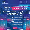 HydroMATE Electrolytes Poudre Boisson Mix Packets Accélérateur d'hydratation Favoreurs de parti à faible teneur en sucre pour la récupération rapide Vitamine C Plus Caféine