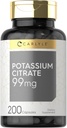 Carlyle Kalium Citrat Supplement | 99 mg | 200 kapsler | Ikke-GMO og Glutenfri