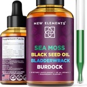 Itsasoko Moss Liquid Extract with Black Seed Oil, Bladderwrack & Burdock Root | 1000mg Irish Sea Moss Drops | 4 in 1 Advanced Formula 4X Stronger | Raspberry Flavor | Vegan | Non-GMO | Gluten-Free