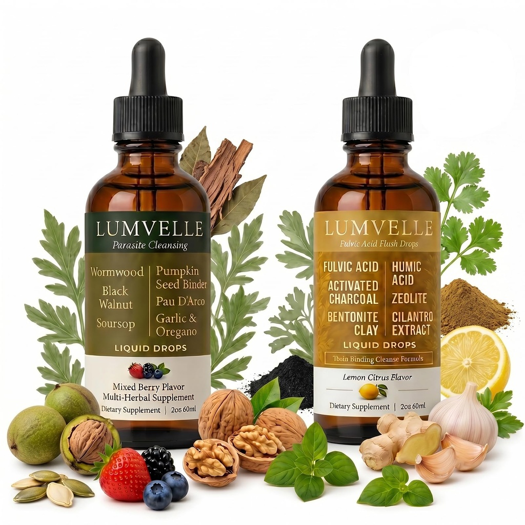 Lumvelle Wild Harvested Wormwood Drops, 7-Ingredient Alcohol-Free Herbal Extract, Gut Cleaning & Digestive Balance Support, Easy-to-Use Daily Liquid Supplement, 2 Pcs Oil