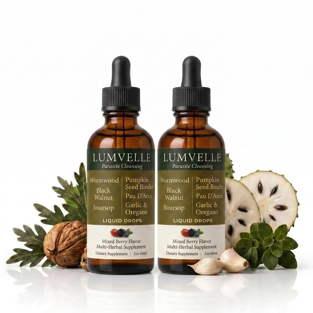 Lumvelle Wild Harvested Wormwood Drops, 7-Ingredient Alcohol-Free Herbal Extract, Gut Cleaning & Digestive Balance Support, Easy-to-Use Daily Liquid Supplement, 2 Pcs Oil