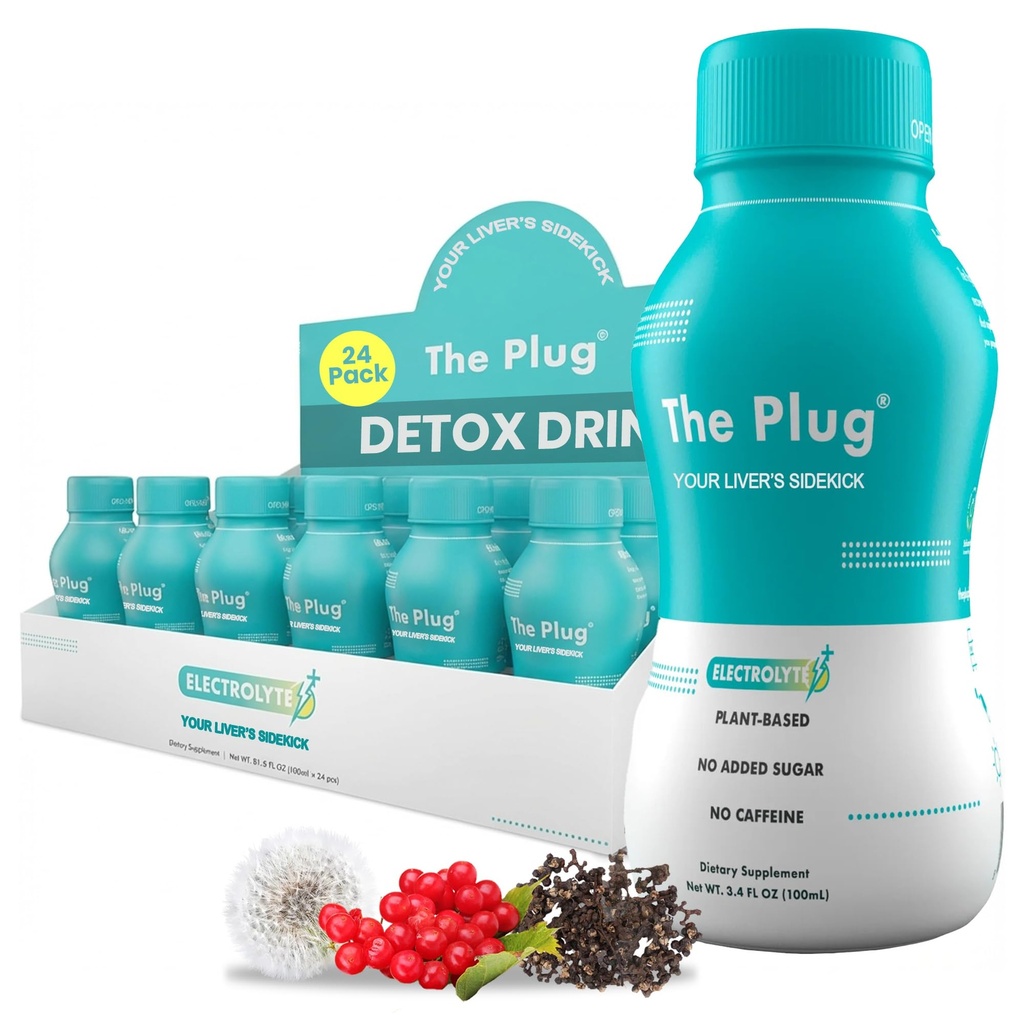The Plug Liver Cleanse Detox & Repair Drink - Plant Based Herbal Electrolyte Drink for Liver Support & Health, Bloating Relief, Restore Antioxidants & Minerals | Liver Complex Energy Drink (24-Pack)