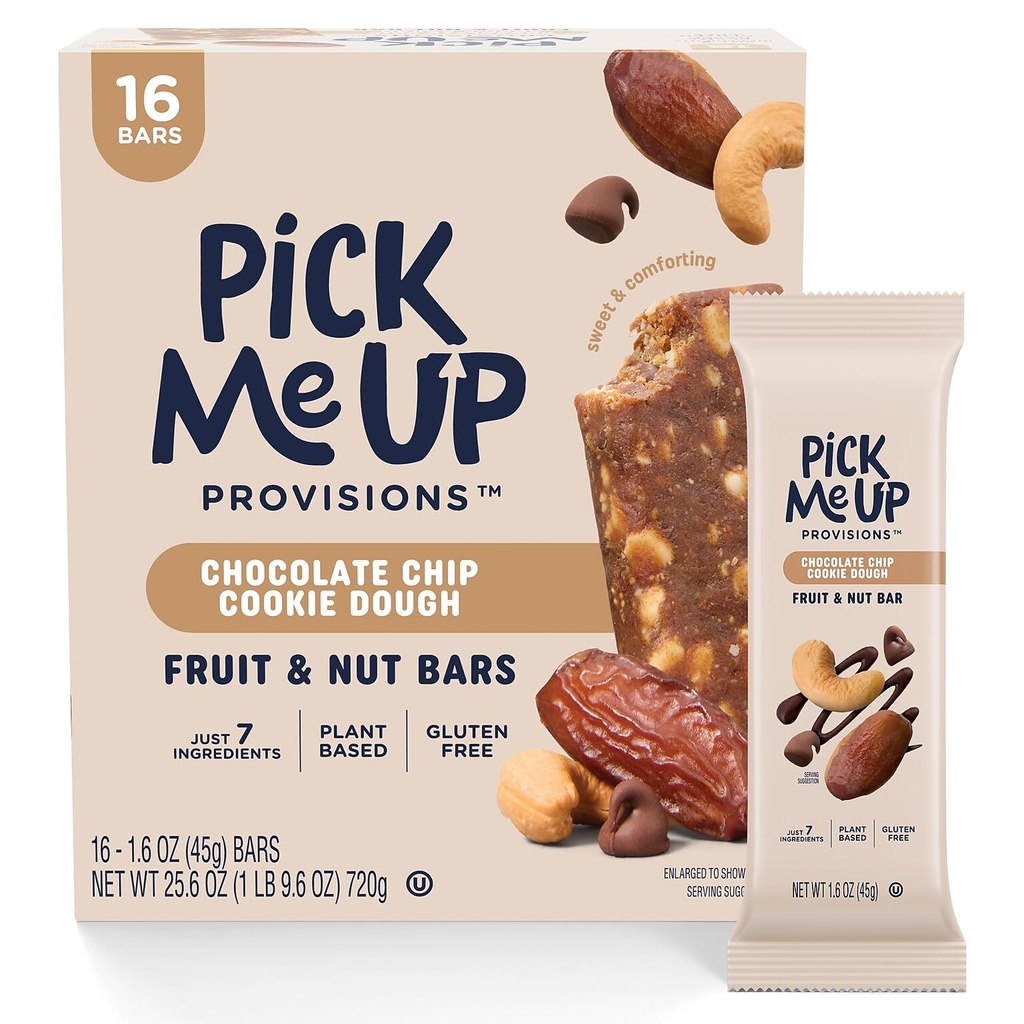 Pick Me Up Provisions™ Gluten Free Chocolate Chip Cookie Dough Fruit & Nut Bar, 1.6 oz., 16 Bars/Box