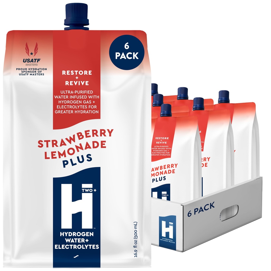 HTWO Plus Electrolyte Hydrogen Water, Strawberry Lemonade, 16.9oz 12-Pack | Electrolyte Hydration Packets, Low Sugar, Energy Sports Drink, Performance & Recovery Support, No Prep, 15 ppm