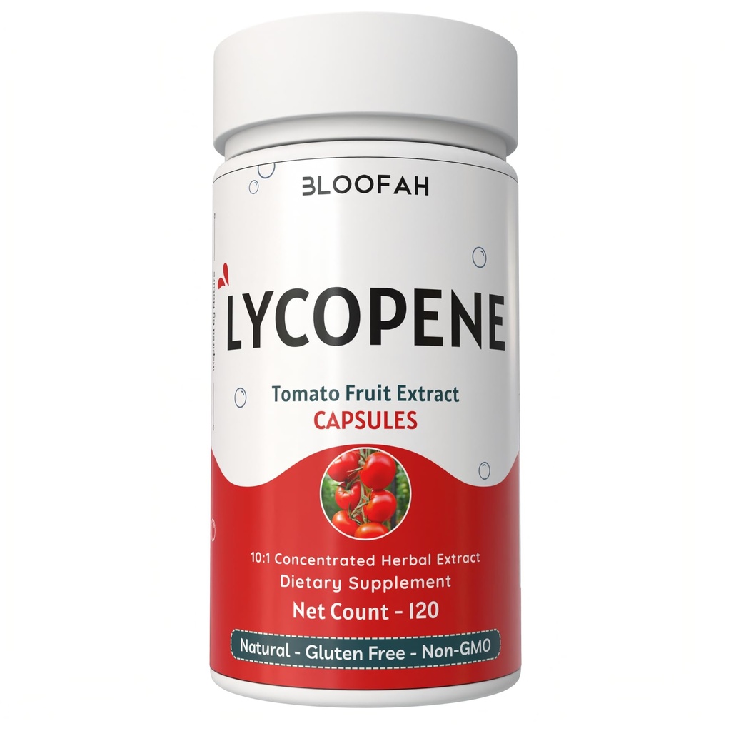 500mg Lycopene Supplement Tomato Extract 10:1 Capsules - 120 Count | 100% Pure, Non-GMO & Gluten Free Formula | Natural Carotenoid Supplement for Health and Wellness Support