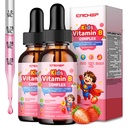Vitamin B Complex for Kids, B1, B2, B3, B6, B9(Folate), B12, Omega-3 & Magnesium, Kids B Complex Liquid Supplement for Brain, Energy, Focus, Metabolism, Gut & Immune Support,Strawberry Flavor,4 fl oz