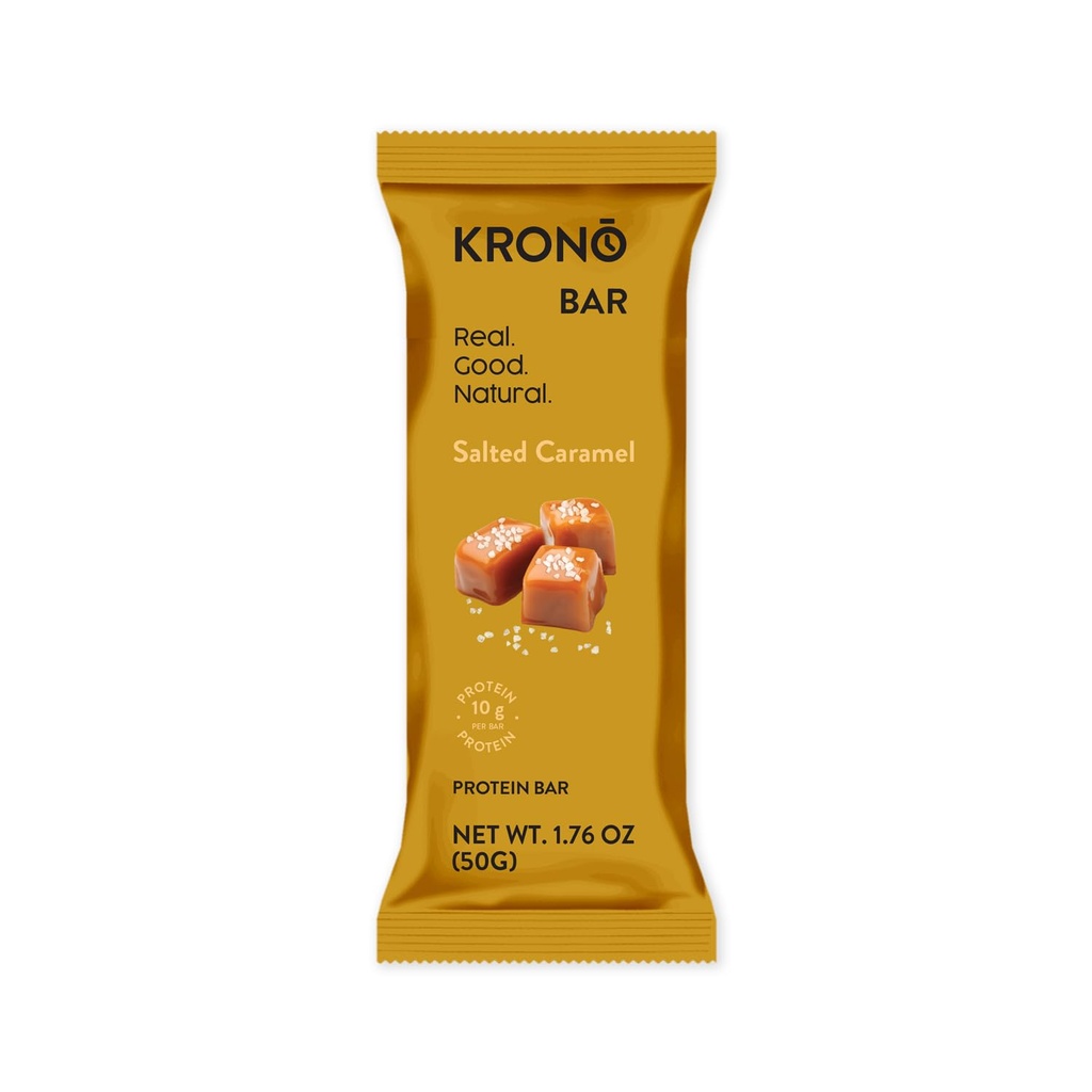 Krono Nutrition Energy Bar - Made with Natural Ingredients - Vegan - Gluten Free - Nuts Free - Soy Free - 50 gram per bars - 12 bars per box (12 count, Crunchy Salted Caramel)