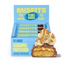 Misfits Vegan Protein Bars - Sweet & Salty Caramel Popcorn | Nutrition Bars - 15g Protein, 1g Sugar, Plant-based, Low Carb, Non-GMO, Gluten Free Snacks | Pack of 12