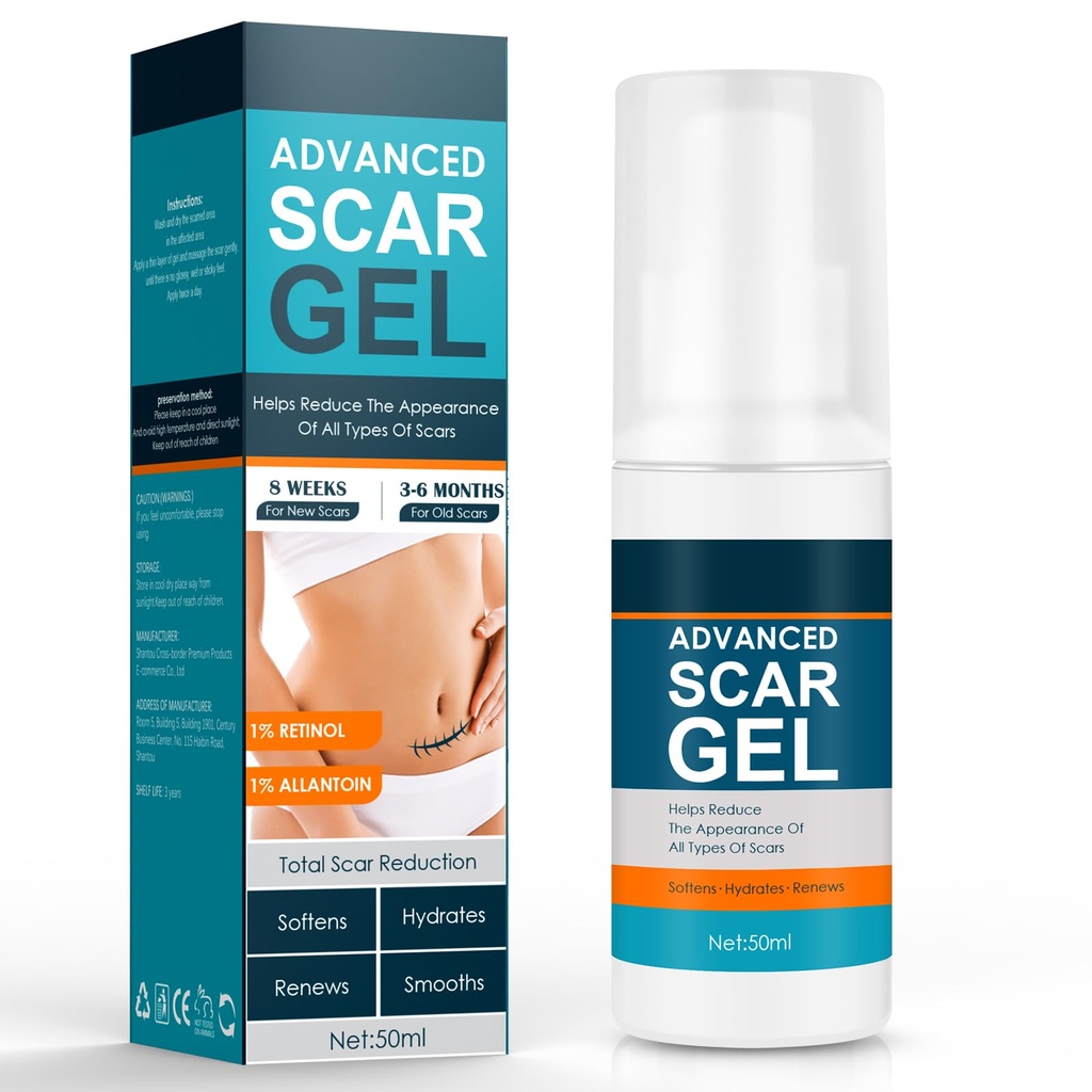 Gowgaw Scar Gel, Scar Cream, Advance Scar Gel for Surgical Scars,Face,Body,Leg, Burns, Acene,C-Section, Stretch Marks, Keloids for Old & New Scars,Scar Removal for Women Men,1.76oz