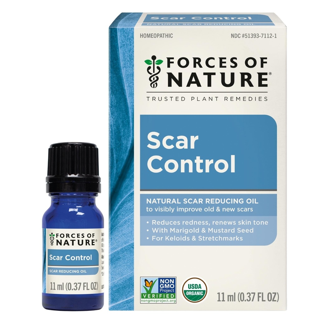 Forces of Nature Scar Treatment, Reduce Stretch Marks, Surgical Scars, Old and New Scars, Burn Scars, and Keloids, Organic Homeopathic Medicine for Skin Care, Promotes Healthy Skin, 0.37 FL OZ