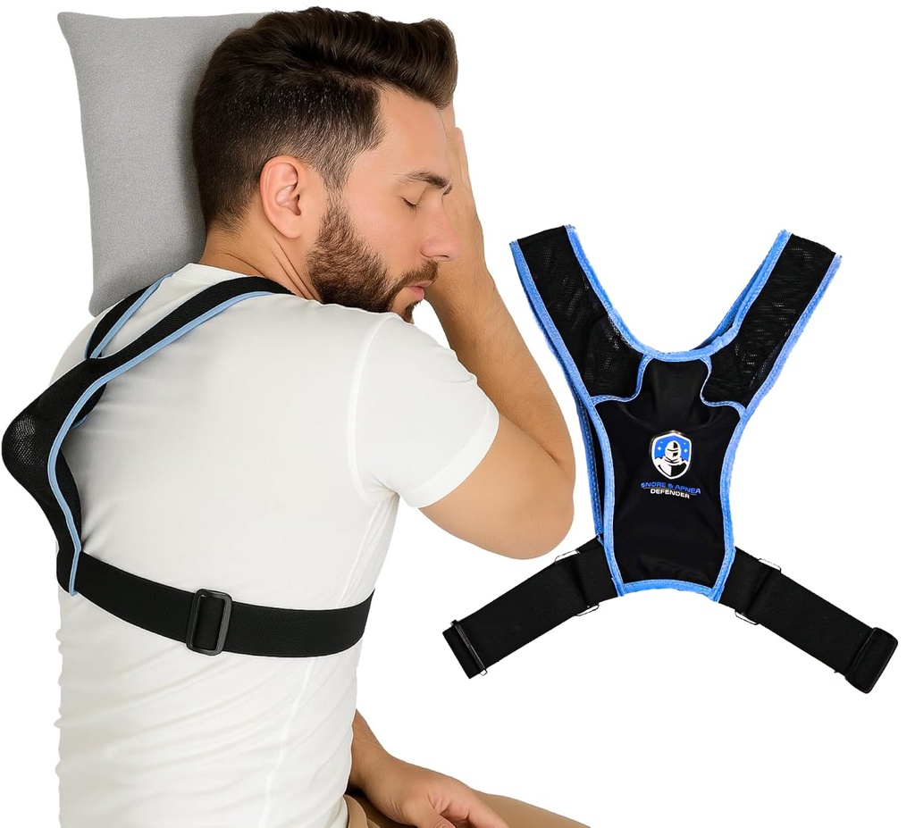 Snore & Apnea Guard Anti Snoring Sleep Position Trainer Vest, Medium | Snoring solution vest with adjustable straps discourages back sleeping to support side sleeping and better quality of sleep