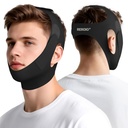 Chin Strap for Sleeping with 4-Side Adjustment, Anti Snoring Chin Strap Elasticity, Anti Snoring Devices Breathable and Durable, Comfortable Snore Stopper for Adults Black, M