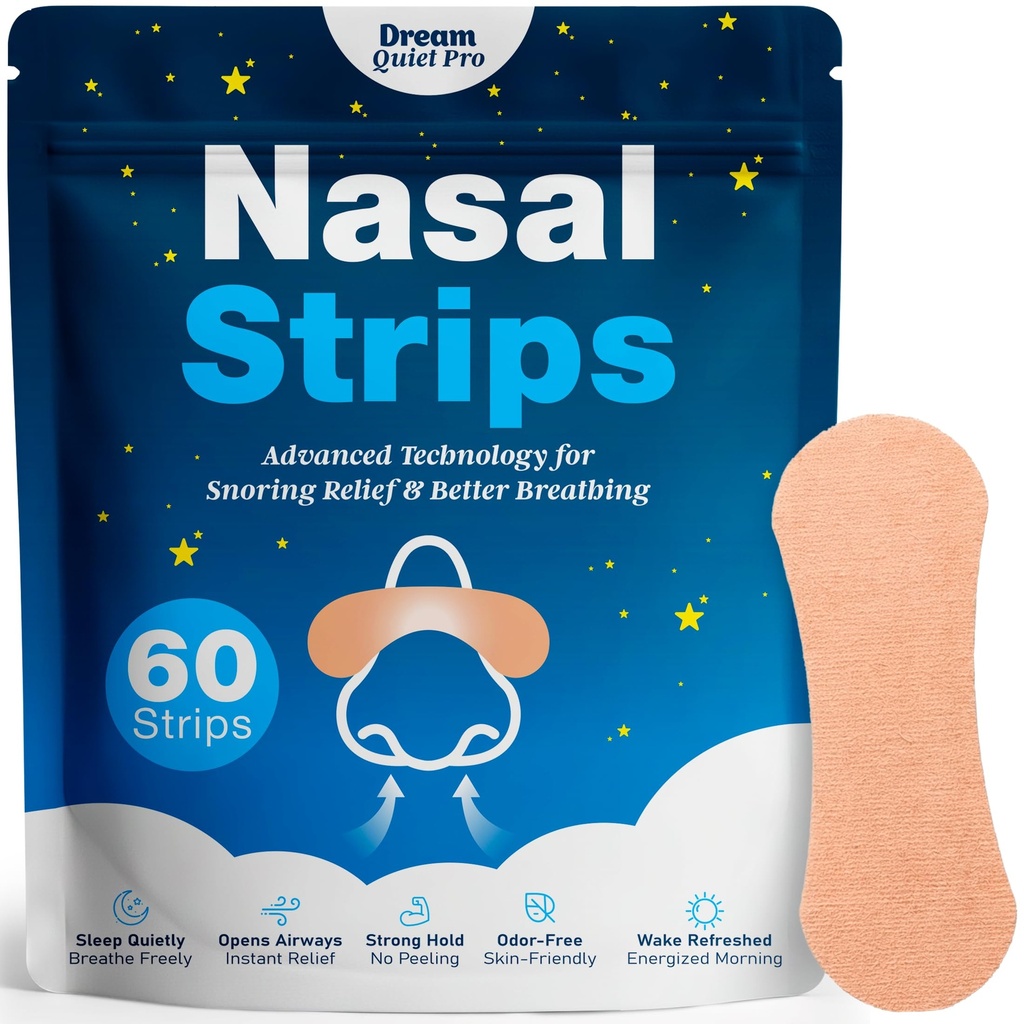Nasal Strips for Snoring & Breathing, Improve Sleep with Nose Strips | Reduces Nasal Congestion for Less Snoring and Better Sleep, Sweat Resistant Extra Strength Snoring Solution