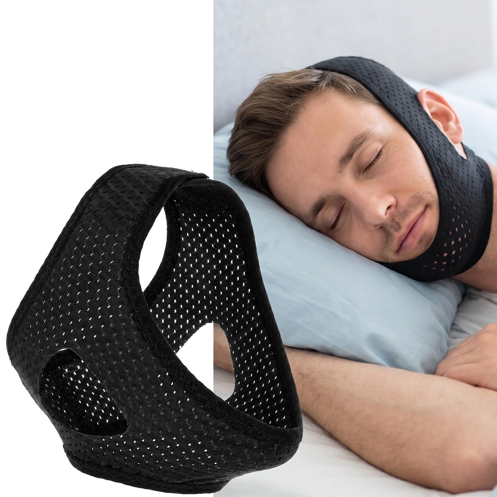 Sleep Apnea Chin Strap for Men - Snoring Chin Straps for Men | A Secure, Snug-fitting Anti-Snoring Solution That rRelieves Dry Mouth and Improves Sleep.