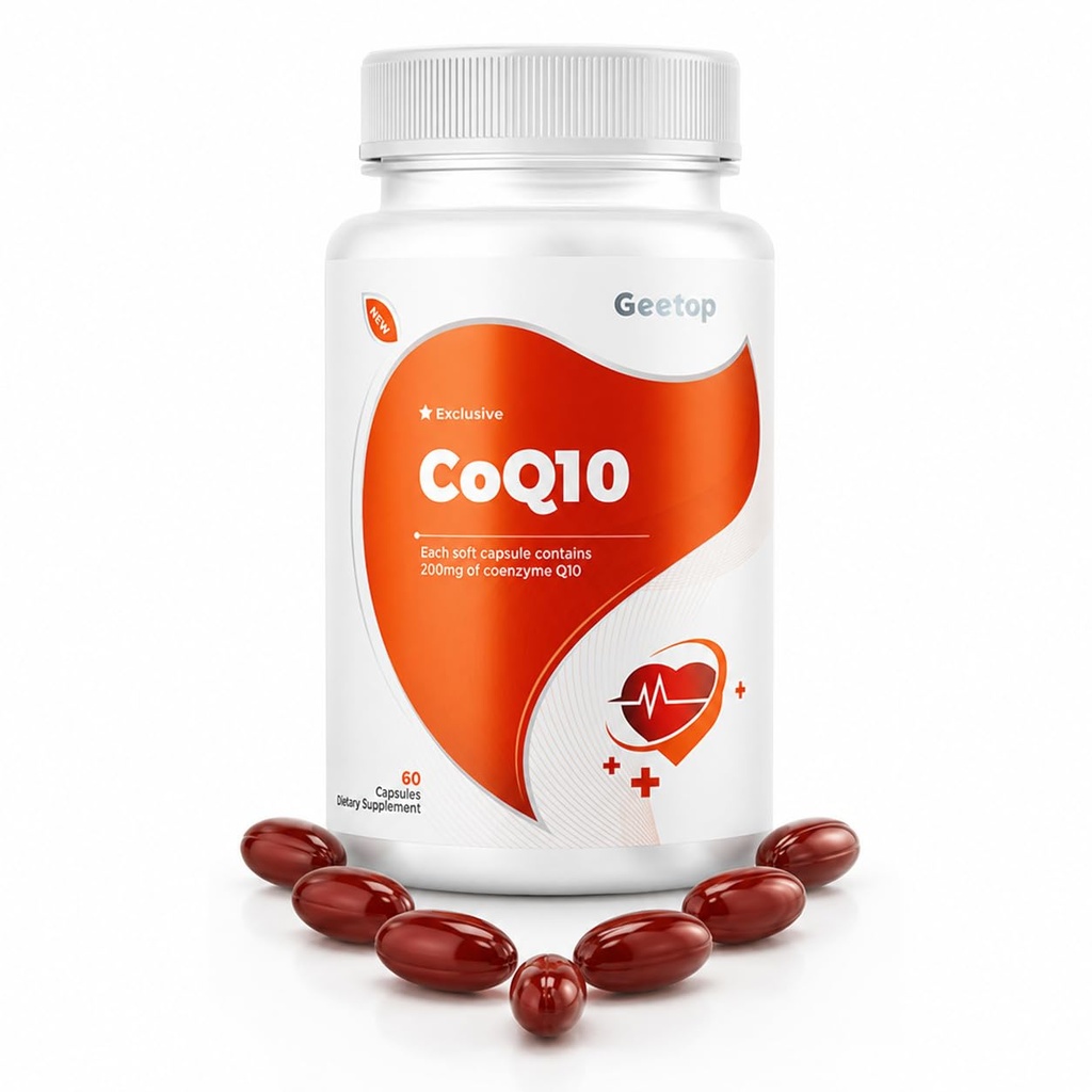 Coq10 200mg Softgels Ubiquinol Supplement,Ultra Nutritional Coenzyme q10 | Antioxidant for Heart Health,High Absorption,2 Month Supply,Cellular Energy Production,Vegan,Gluten Free,GMP Compliant,Geetop