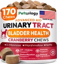 Dog UTI Treatment - 170 Cranberry Chews for Dogs - Urinary Tract Infection, Bladder & Kidney Health Multivitamin - Cranberry Supplement for Dogs with D-Mannose - Dog Vitamins and Supplements