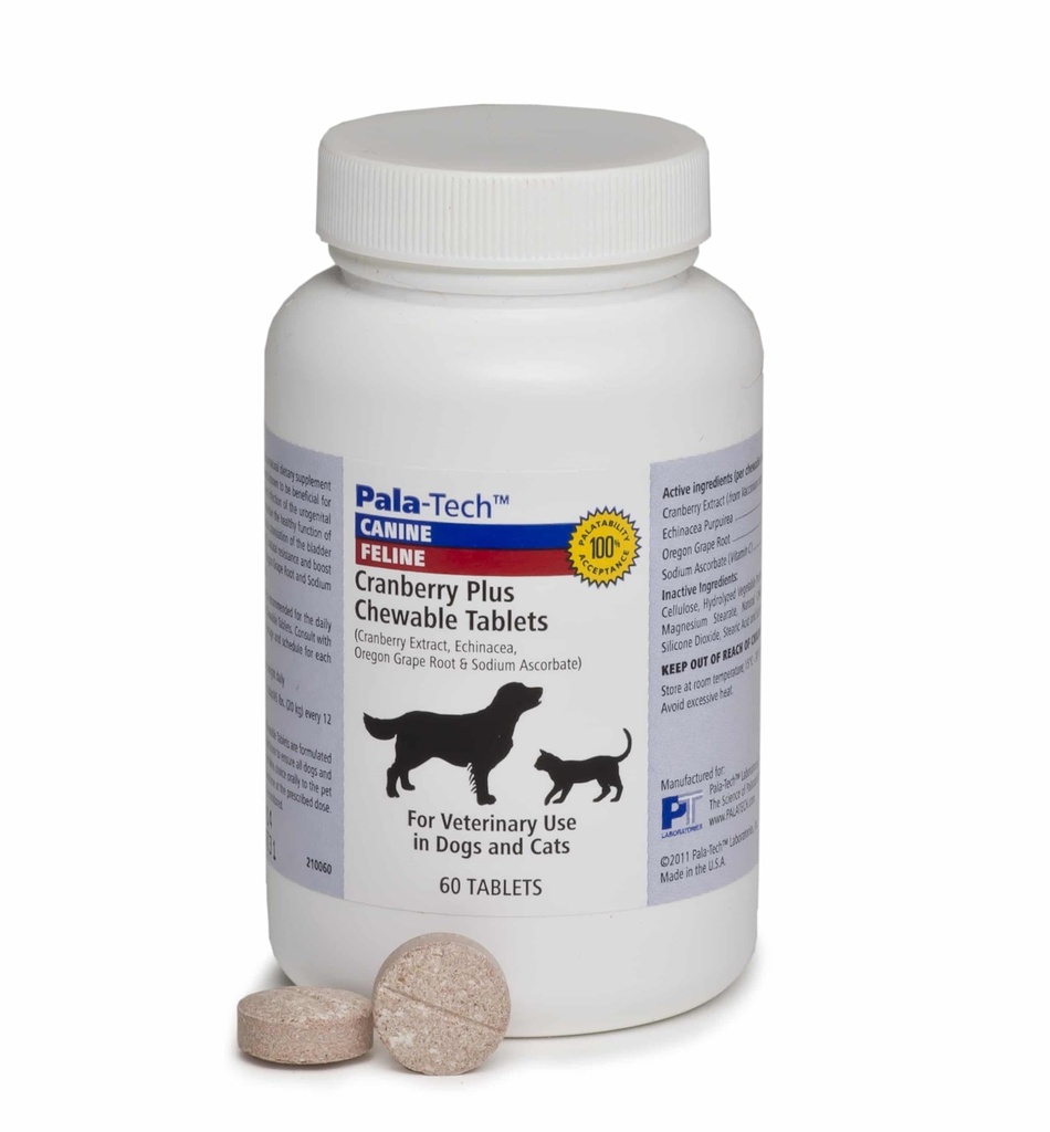 Cat & Dog UTI Treatment - Cranberry Supplement for Dogs&Cats 60 Chewable Tablets for Urinary Tract Infection & Bladder Stone Prevention, Canine Incontinence Support Made in USA