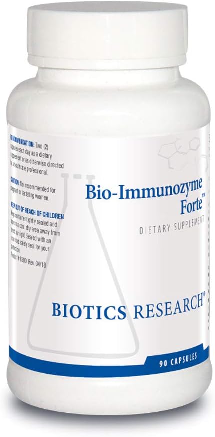 Biotics 연구 Bio Immunozyme Forte Multivitamin/Mineral 지원 정상, 건강한 면역 기능, Echinacea, Cayenne Pepper, Lactobacillus acidophilus, Probiotics, 아미노산 90 캡슐