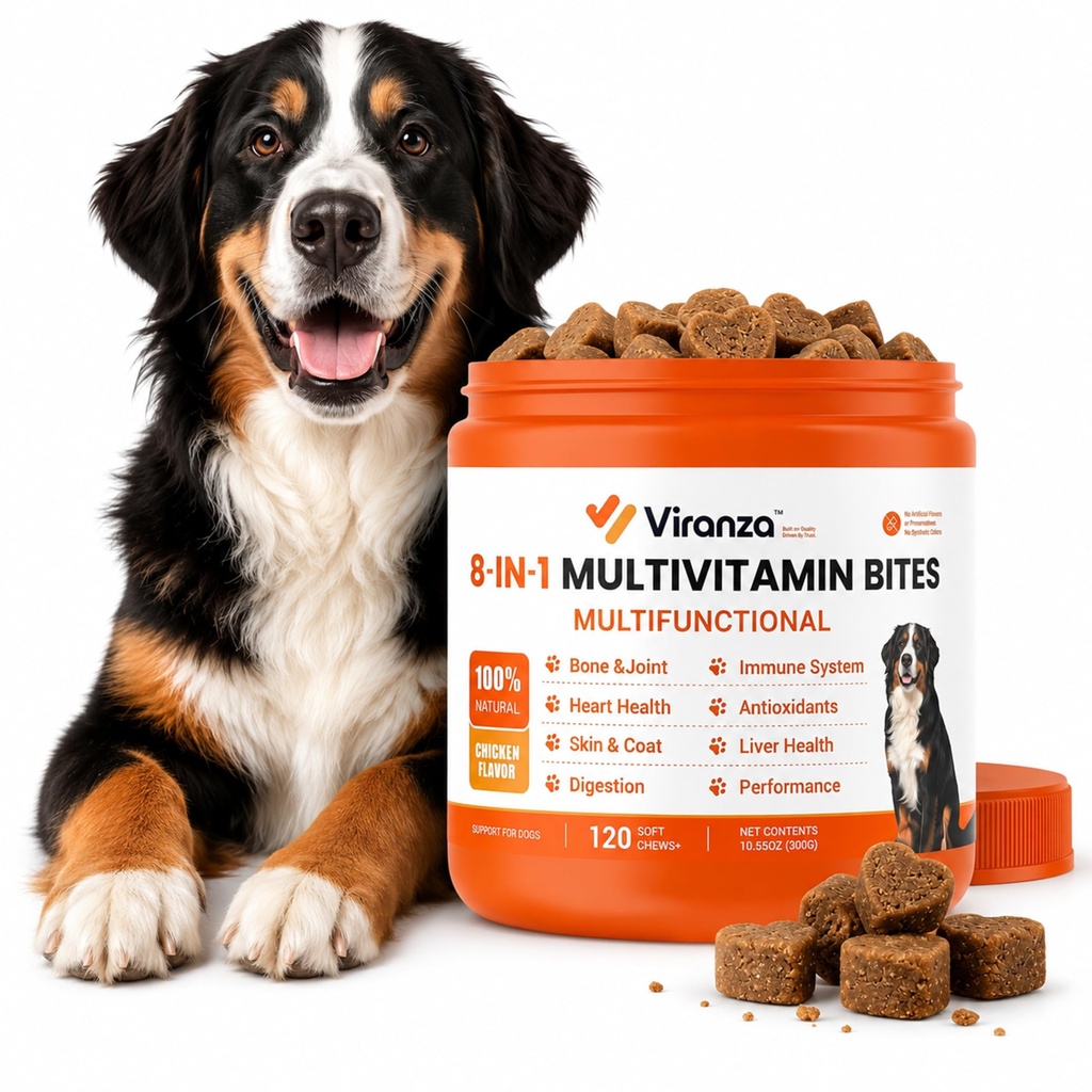 120 Dog Multivitamin | 8-in-1 Dog Allergy Chews | Probiotics for Dogs | Daily Dog Vitamins & Supplements, Chicken Flavor Multivitamin for Digestion, Gut, Hip & Joint, Skin & Coat and Immune Support