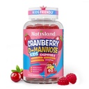 Cranberry & D-Mannose Gummies for Kids 4+, D Mannose with Cranberry Supplement for Urinary Tract Health & Immune Health, with Vitamin C, D3, Zinc, Probiotic & Prebiotic Blend, Sugar-Free, Vegan, 60 Ct