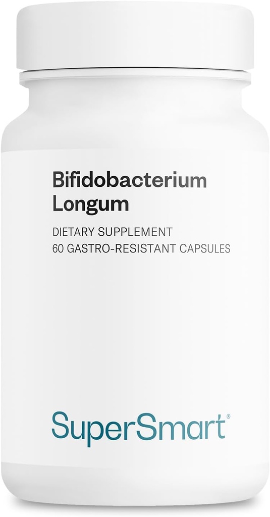 Supersmart - Bifidobacterium Longum (BB536) 6 miljardit CFUd päevas - probiootikumid ja prebiootikumid Täiendus | Mitte-GMO & Gluteenivaba - 60 DR kapslit