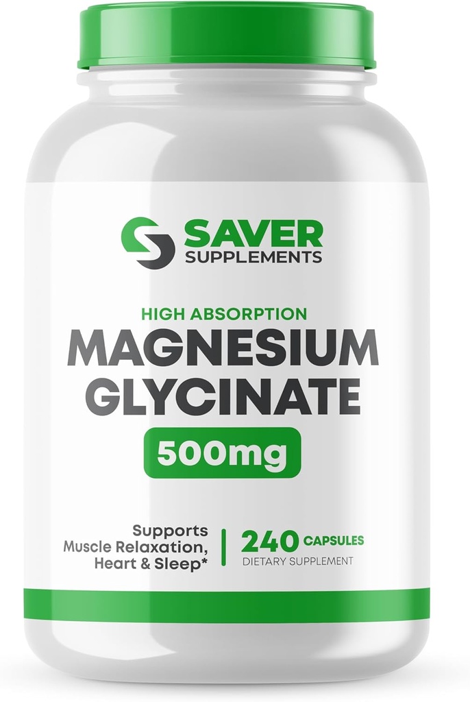 Magnezij Glycinate 500mg – visoka absorpcija, kelirani magnezij dodatek za mišice, spanje, srce in živec podpora – Ne-GMO & Gluten brezplačno – 240 kapsul