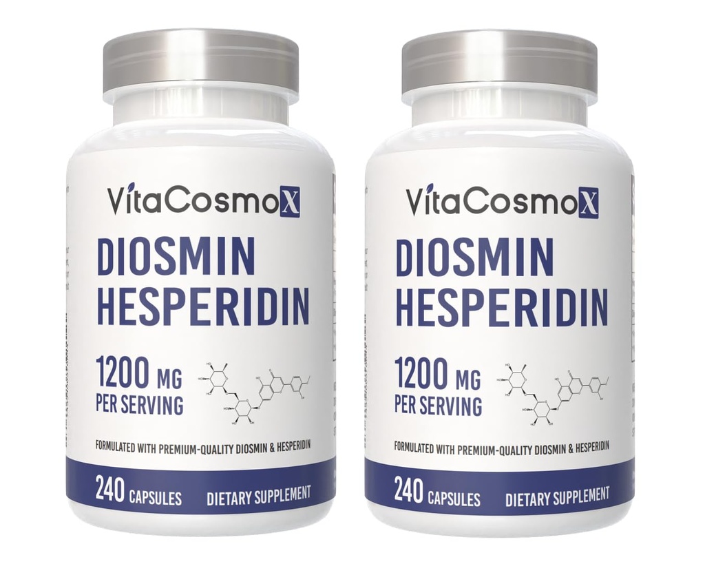 Diosmin Hesperidin 1200 mg Complex, 240 Capsules, Citrus Bioflavonoids Rich Fruit Extract, 100% Vegetarian, Non-GMO & Gluten Free (240 Count (Pack of 2))