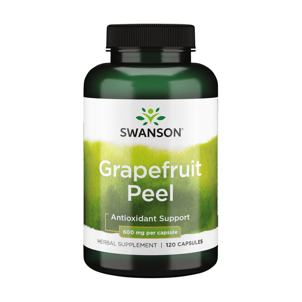Swanson Full-Spectrum Grapefruit Peel 600 Milligrams 120 Capsules | Delivers 600 mg of Grapefruit Peel Featuring Flavonoids, Vitamin C and More, a Great Addition to Any Supplement Program