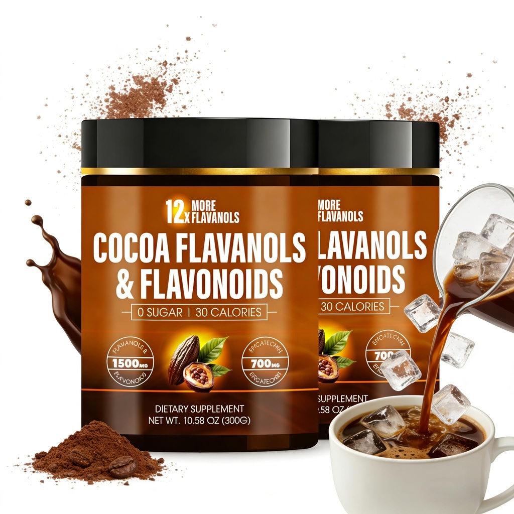 High Flavanol Cocoa Powder - 1500mg Per Serving with Cocoa Flavanols & Flavonoids 700mg Epicatechin, Boosts Circulation, Nitric Oxide, Energy and Heart Health - 300g (2)