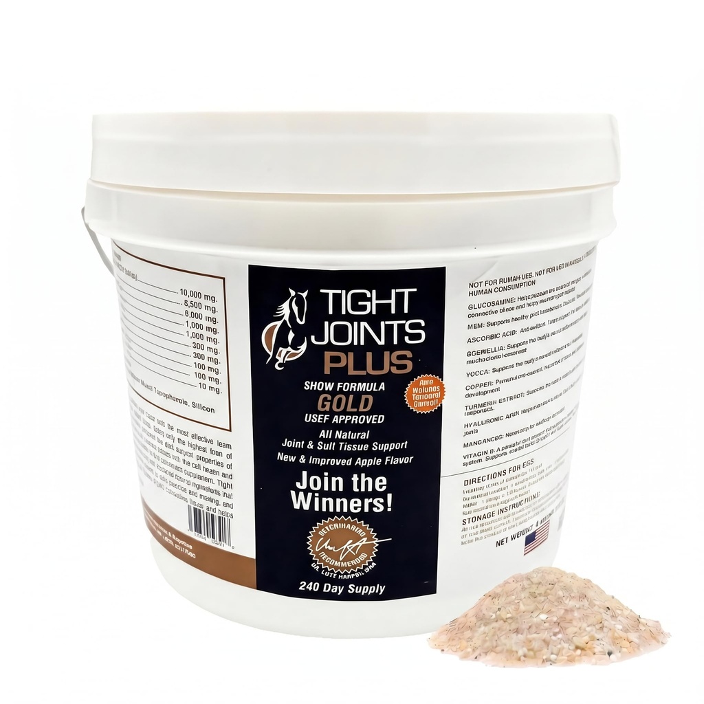 All Natural Horse Joint Supplement & Soft Tissue Support, Gold Show Formula, USEF Approved, Supports Ache Relief & Inflammation, Glucosamine, MSM & Vitamin E, 8 lb, 240 Day Supply