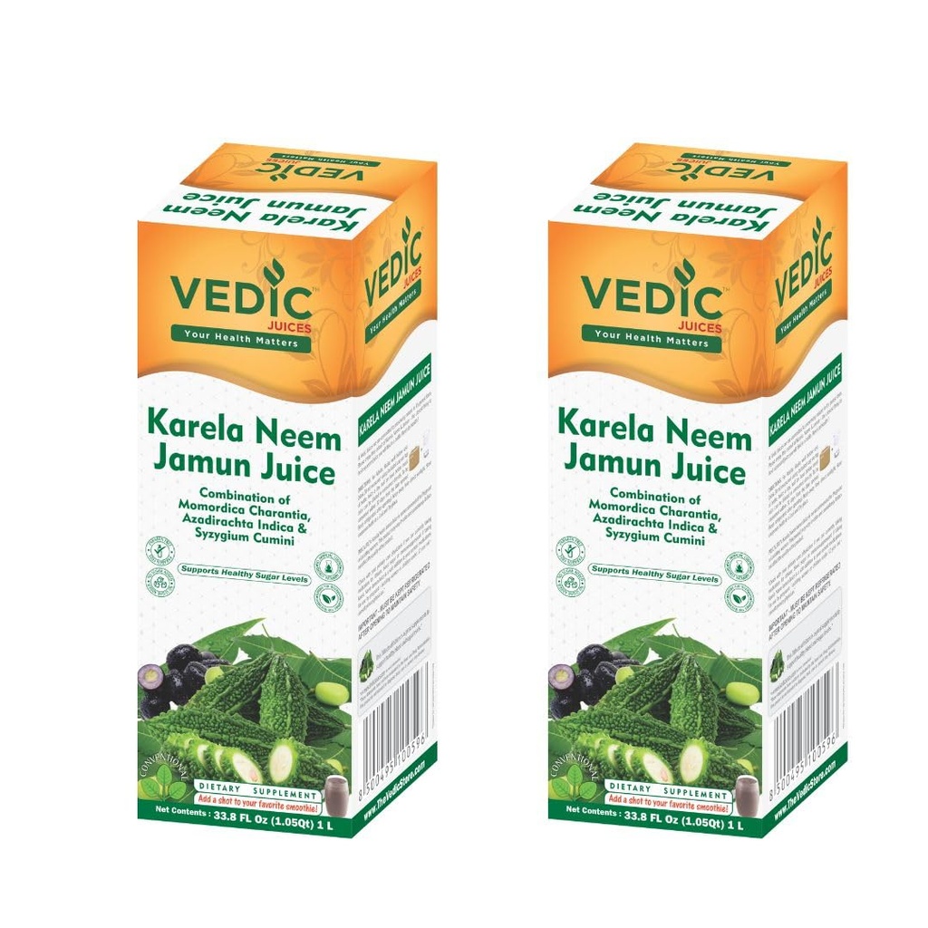 Ayurvedic Neem Karela Jamun Juice - Original Flavour - Pure Herbal Juice -33.08 Floz (Pack of 2, 1000 ML)