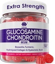 Glukosamina Chondroitin Gummies, Sugar Free Glucosamine Chondroitin MSM Supplement, Boswellia Turmeric, Hidrolized Collagen & Hyaluronic Acid, Bone Health for Men & Women, 60 Cts