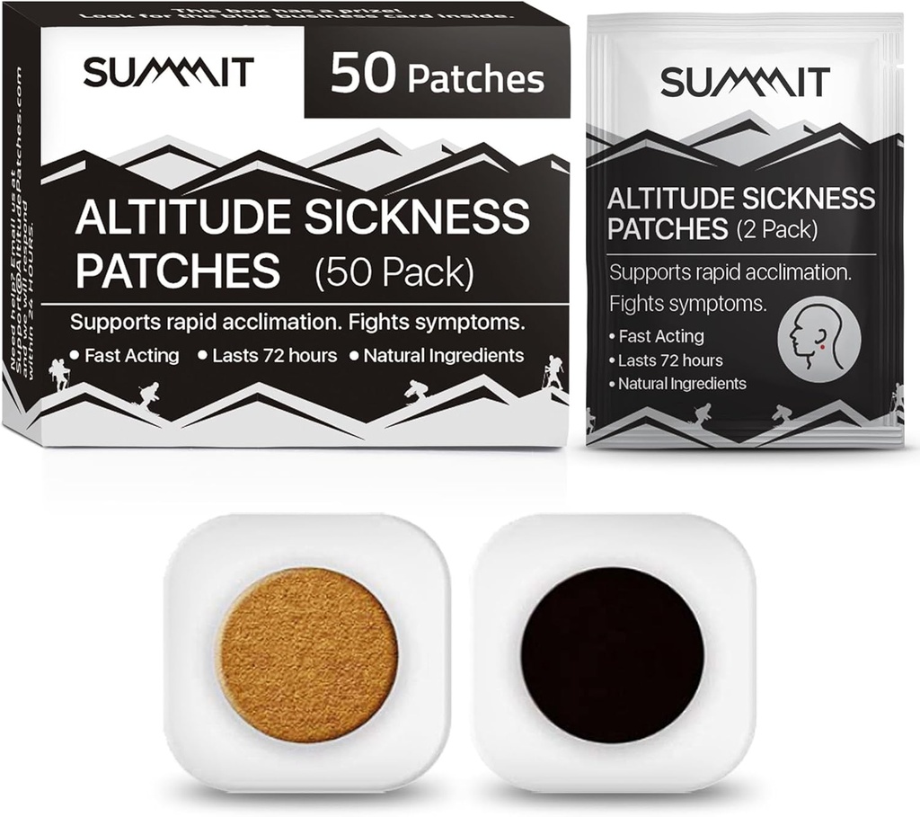 Vertice Altitude Sickness Prevention Patches | Supports Rapid High Altitude Acclimation, Boosts Oxygen Intake, Combatte i sintomi di malattia di alta altitudine | Pack di 50