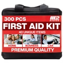 M2 BASICS 300 Piece Premium First Aid Kit w/Durable Bag for Home, Business | Office, Workplace, Car, Garage, Kitchen, Family, Classroom, Jobsite, Warehouse, School, Vehicle And Emergency Preparedness