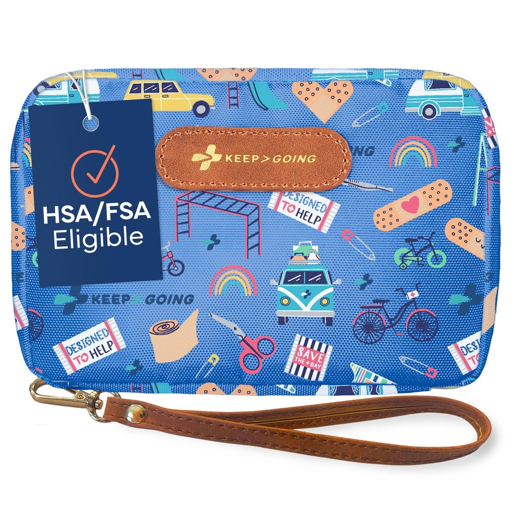 KeepGoing Travel First Aid Kit for Kids, 130 Pc. TSA-Approved Travel Size | Toddler First Aid Kit, Mini First Aid Kit for Car, Home, Purse, Diaper Bag & Backpack, Latex-Free Bandages