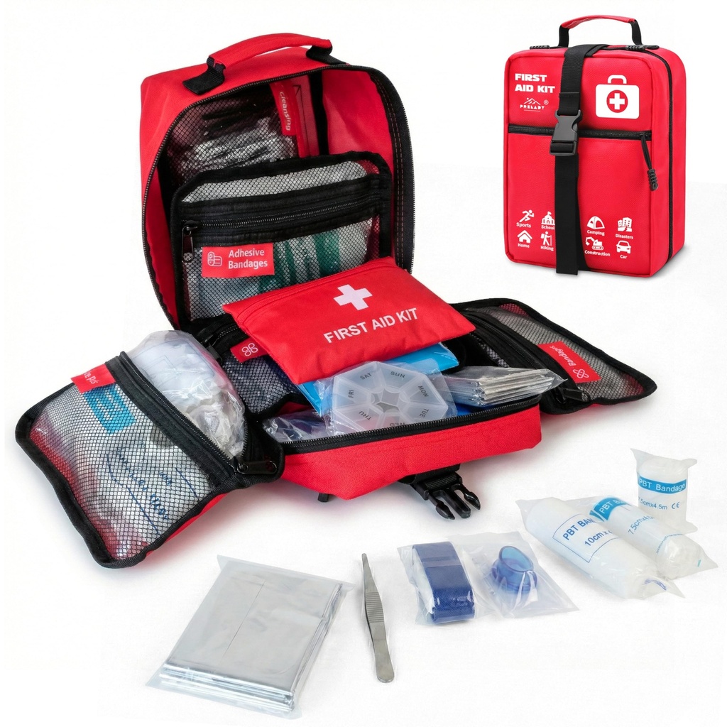 556 Piece Premium Large First Aid Kit, Survival Medical Bag with Labelled Compartments, Workplace Essential for Home & Sports, Molle Tactical Rip-Away Design, First Responders' Choice for Trauma