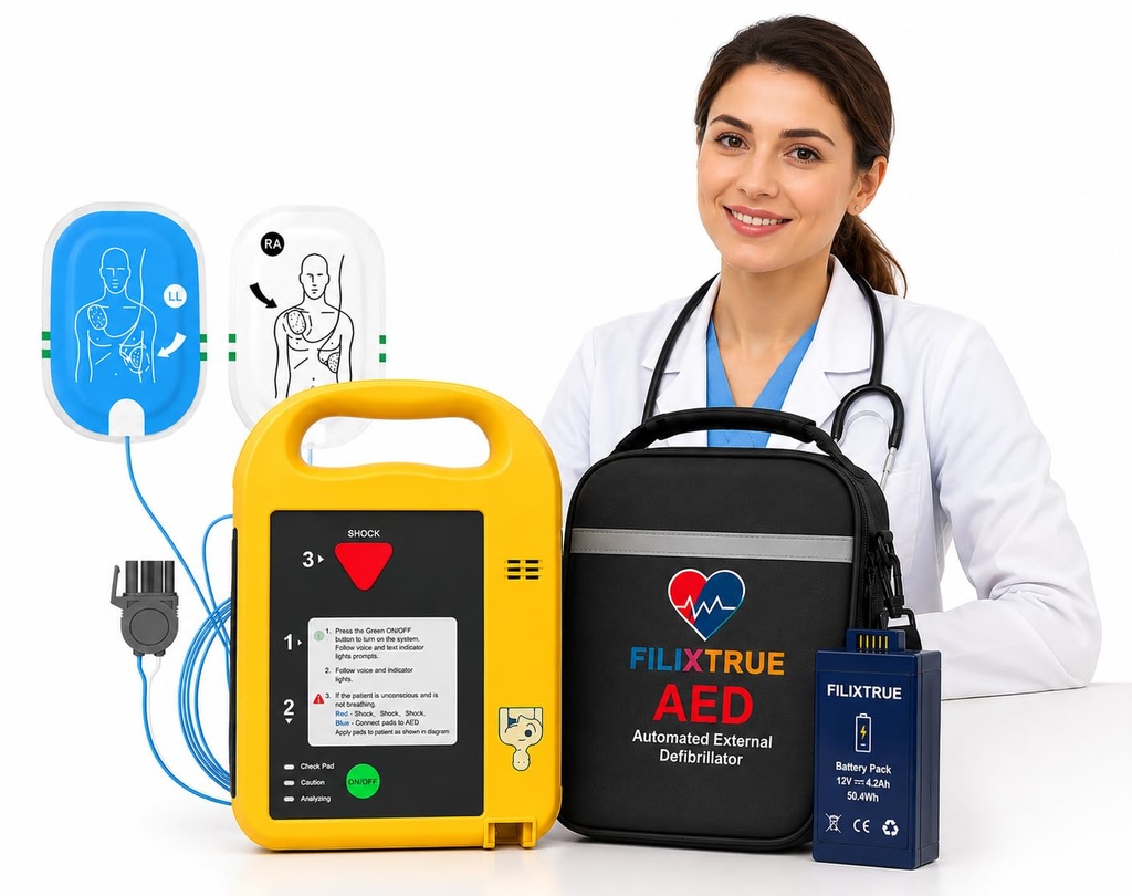 First Aid Kit AED Defibrillator | Home Portable, Emergency Equipment, Automatic External